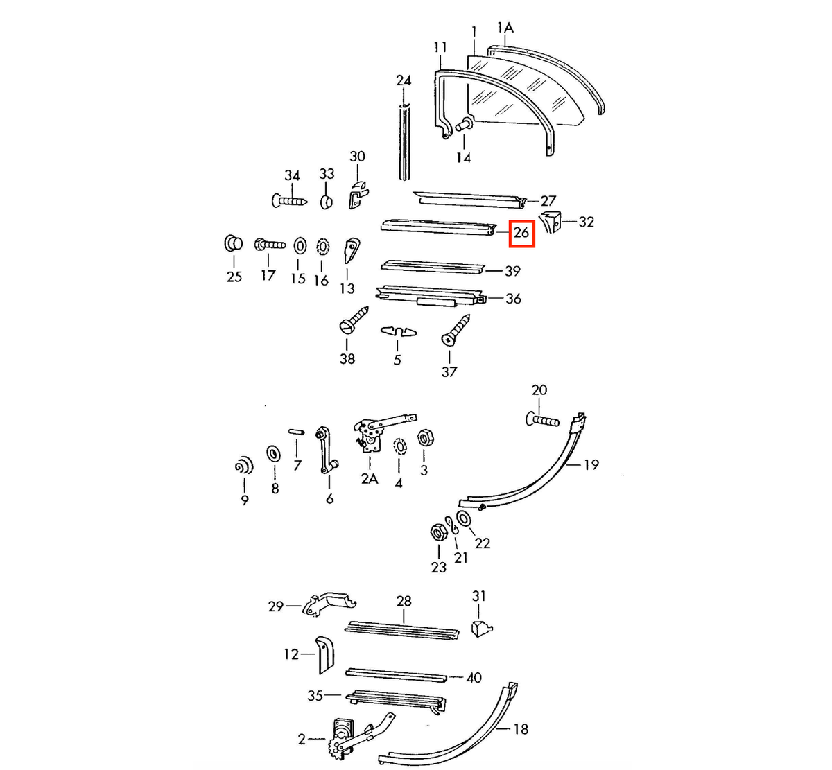 Volkswagen Beetle Cabrio Rear Quarter Window Trim with Seal Left or Right 151 847 345B / 151 847 346B — view 3
