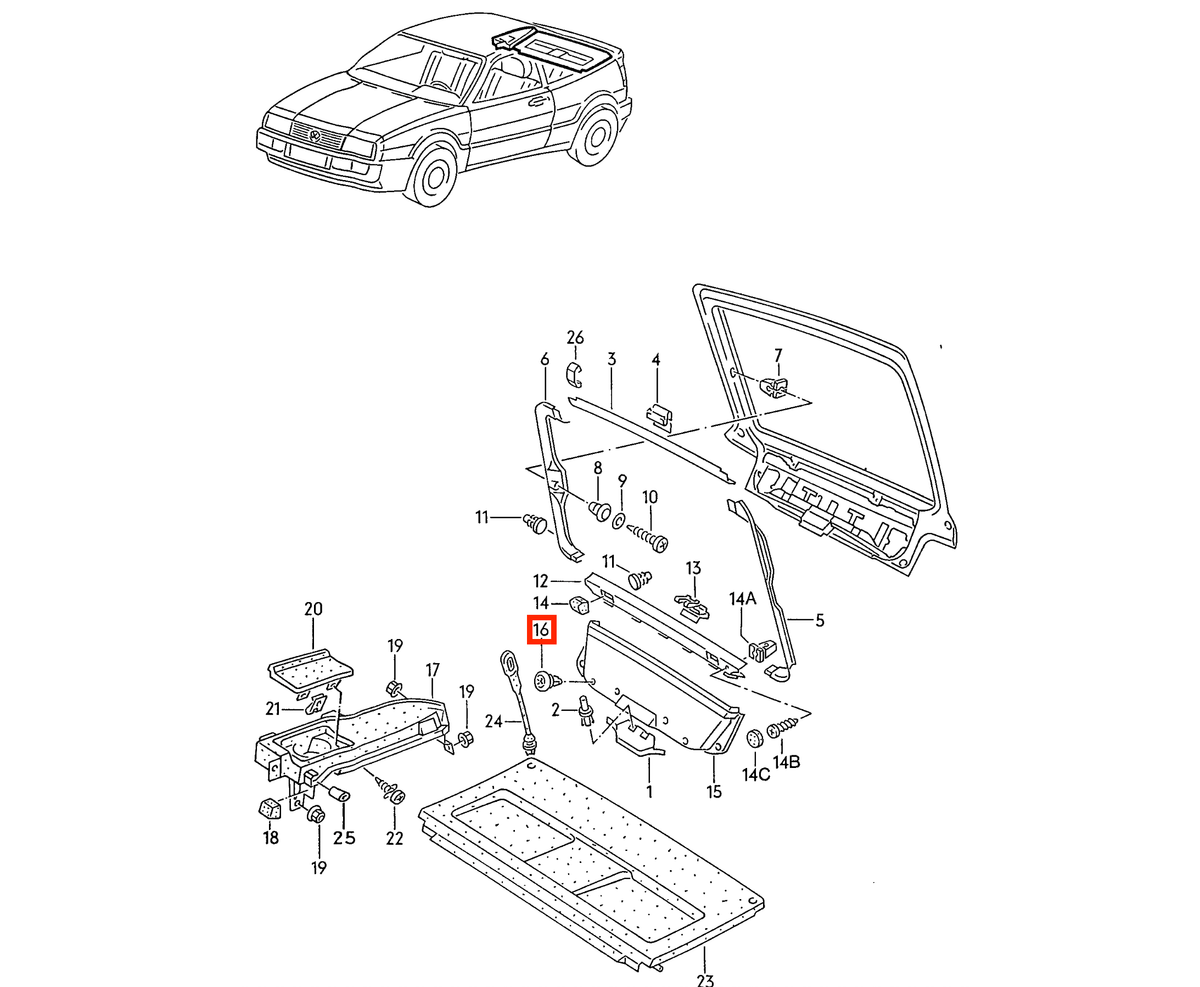 Volkswagen Corrado / Scirocco Mk2 Tailgate Panels Clip Set of 6 Black (533867633) — view 4