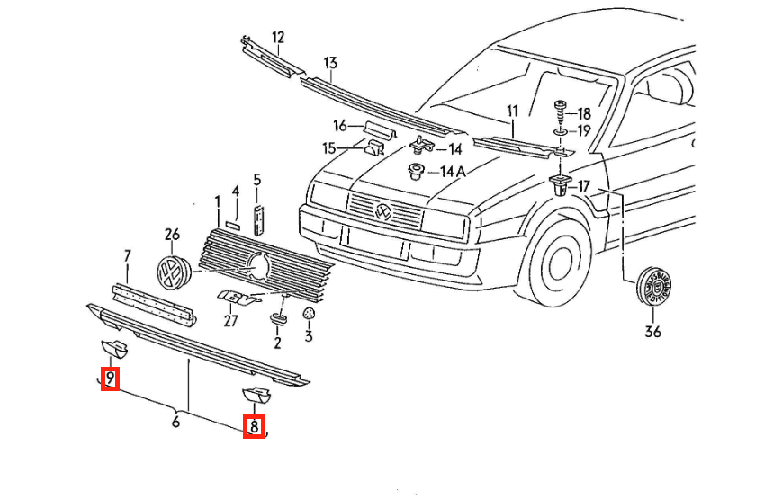 Volkswagen Corrado Tow Hook Covers Set Left or Right Black (535853695 / 535853696) — view 4