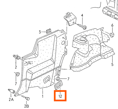 Volkswagen Corrado Trim Plate for Seat Belt Guide Black (535868523) — view 4