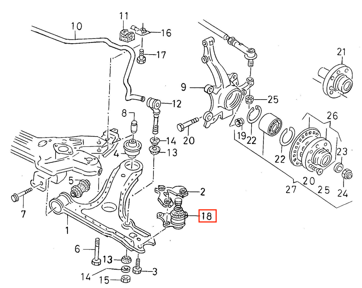 Volkswagen Golf II / Passat B3 / B4 Variant Front Ball Joint Set of 2 Left and Right (357407365) — view 3