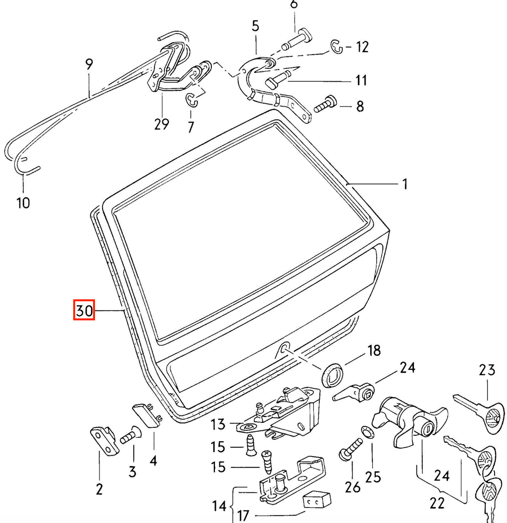 Volkswagen Golf Mk1 80 Avant Rubber Trunk Seal Weatherstrip (321827705A)