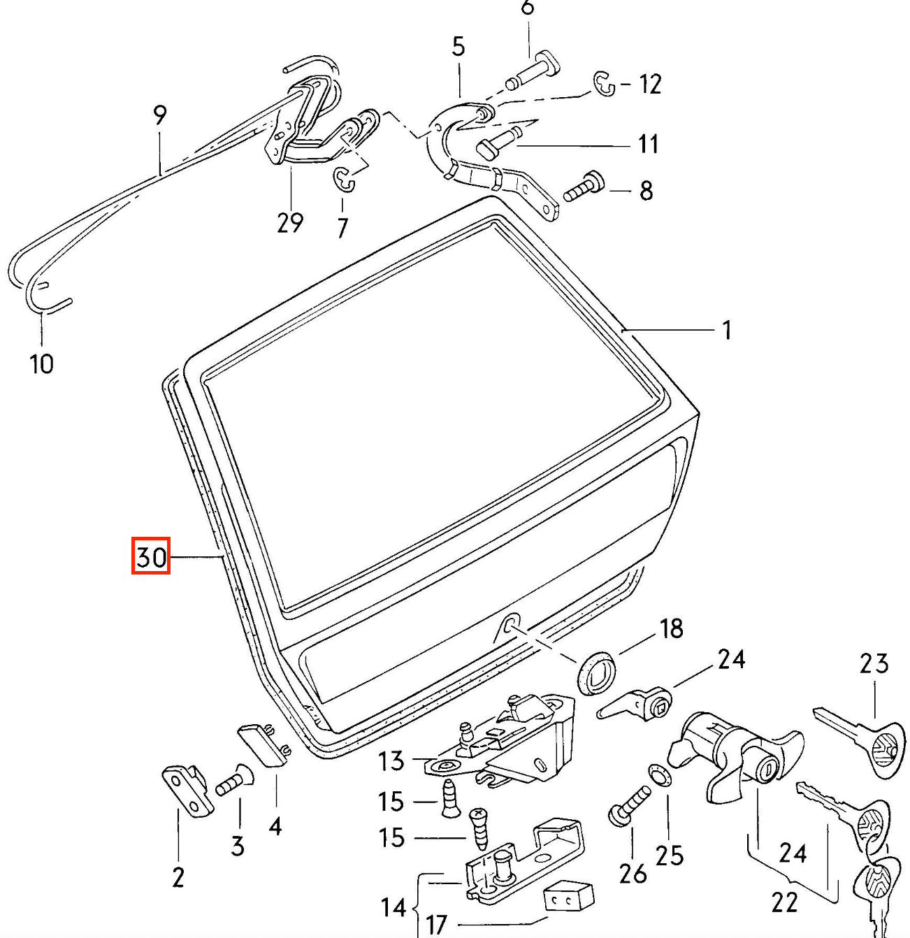 Volkswagen Golf Mk1 80 Avant Rubber Trunk Seal Weatherstrip (321827705A)