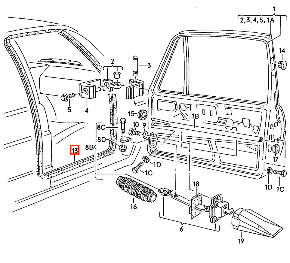 Volkswagen Golf Mk2 Jetta Mk2 Front Door Seal Weatherstrip Set of 2 Left or Right — view 4