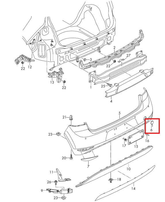 Volkswagen Golf Mk7 Rear Bumper Tow Eye Cover Primed (5G6807441) — view 5