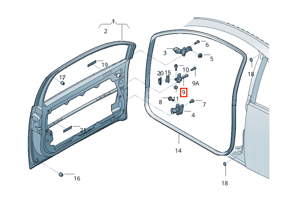 Volkswagen Beetle Front Door Stop Check Strap (1C0837249C) — view 3