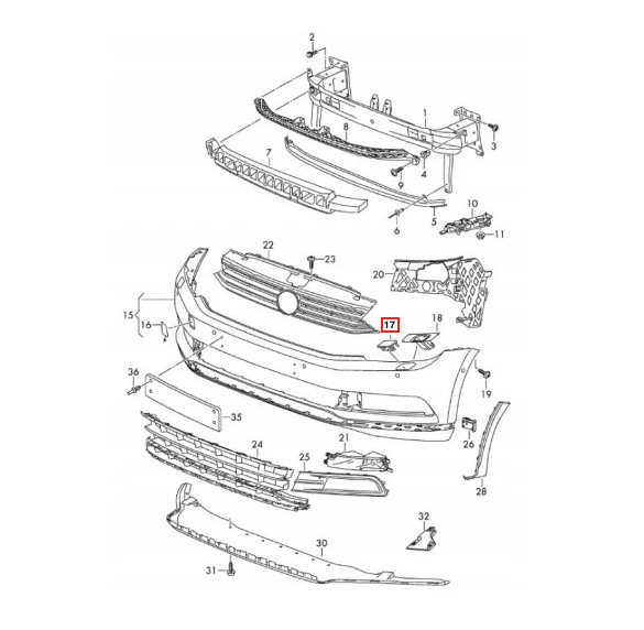 Volkswagen Passat B8 Front Bumper Washer Cap Left or Right Primed (3G0807937 / 3G0807938) — view 4