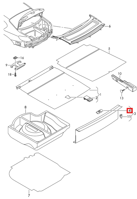 Volkswagen Passat Cc Load Sill Trunk Lining Lock Cover Black (3C5863651A) — view 5