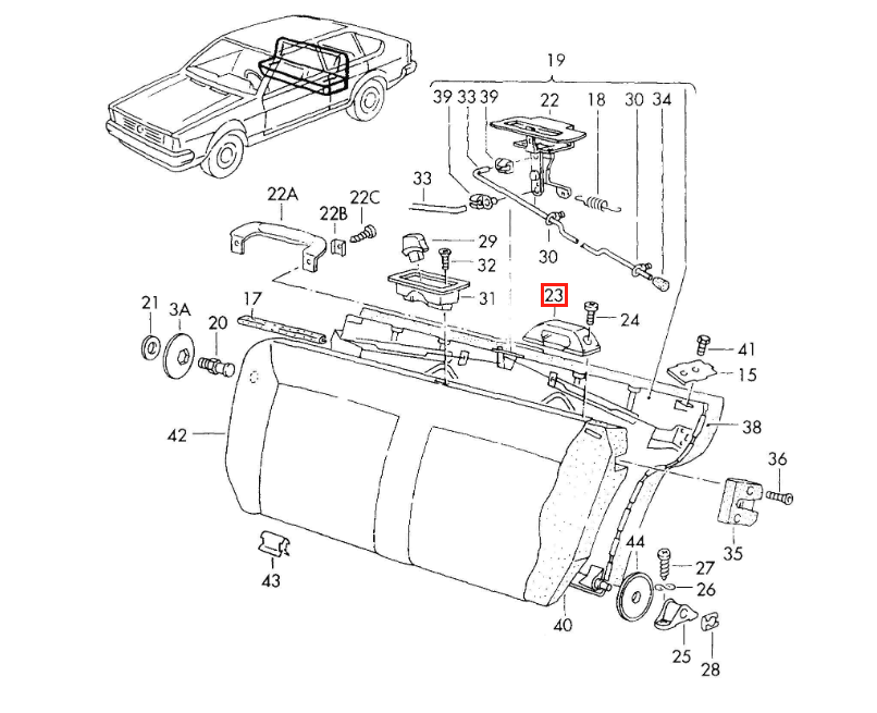 Volkswagen Passat Santana Rear Seat Fixing Lock Black (331885557) — view 4