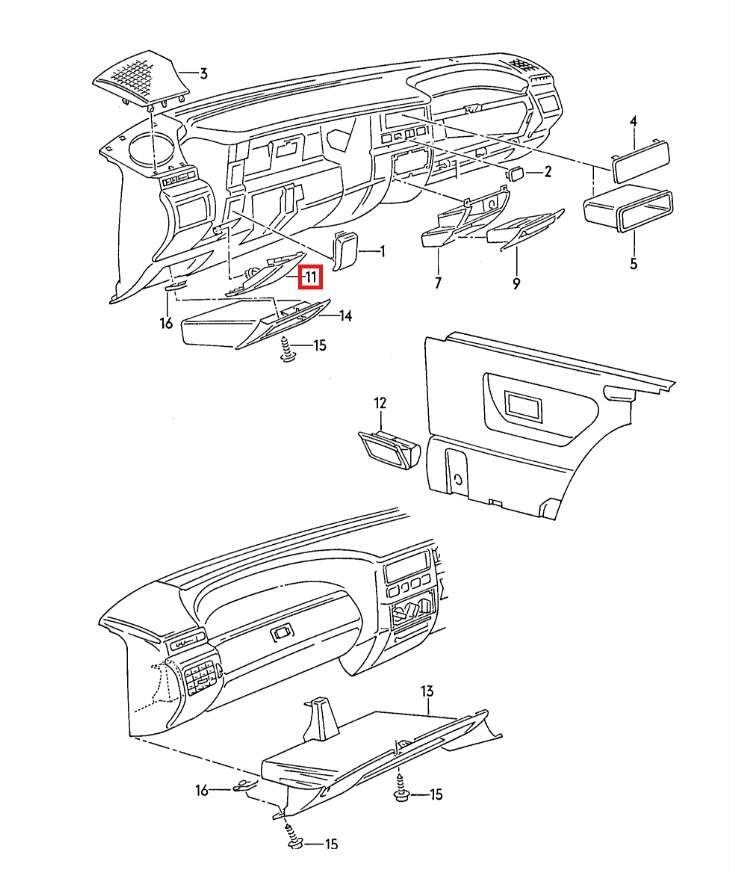 Volkswagen Polo 86c 2f Dashboard Former Choke Bulge Cover Black (867857367) — view 4