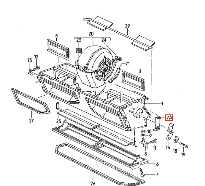 Volkswagen T3 Heater Control Bearing Box Flap Plate Left or Right Black (251259143 / 251259144) — view 4