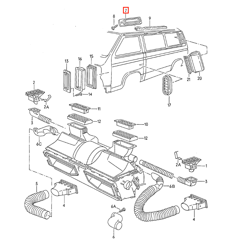 Volkswagen T3 Roof Air Vent Outlet Primed or Black (255819951A) — view 5