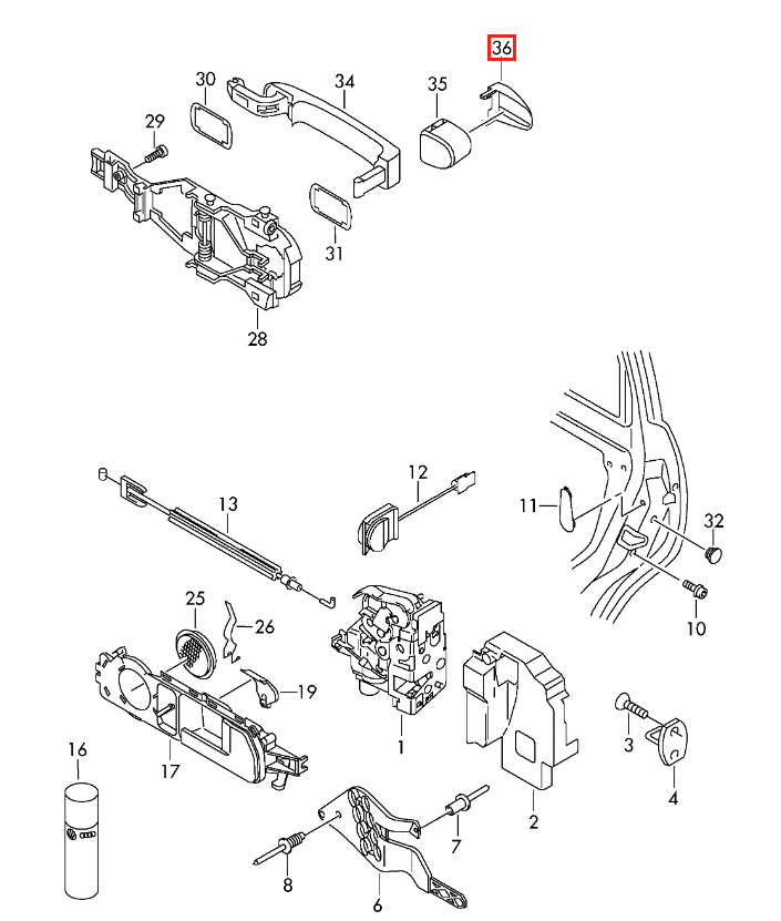 Volkswagen Touareg Door Handle End Cover Primed (7L6839879) — view 4