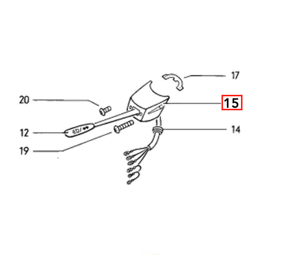 Volkswagen Transporter T2 Turn Signal Switch Housing for 5mm or 6mm Stalk Black (211953513J / 211953509H) — view 6