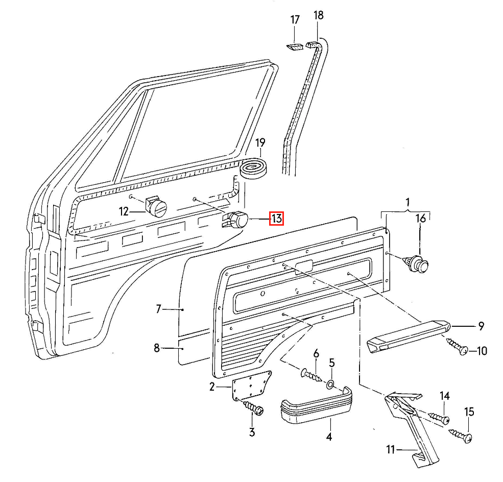 Volkswagen Transporter T3 Expanding Nut for Front Door Armrest Set of 2 Black (255867199) — view 4