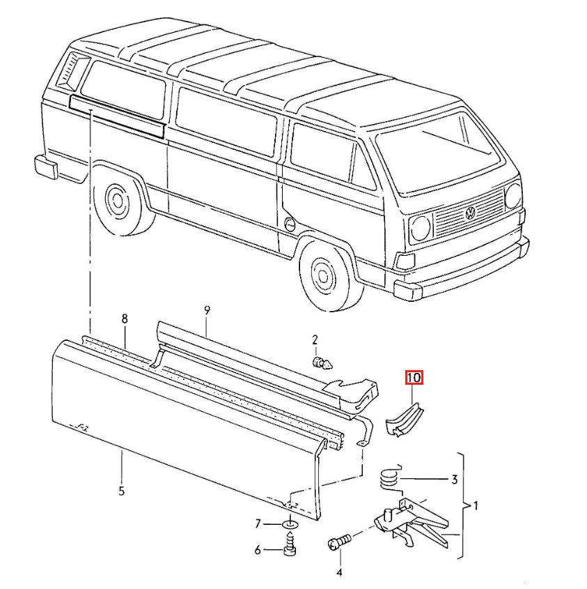 Volkswagen Transporter T3 Sliding Door Bump Stoper Set of 2 Black (251843876) — view 4