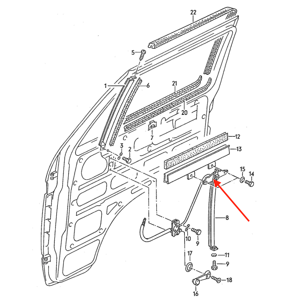 Volkswagen Transporter T3 Window Regulator Repair Kit Black (251837501A & 251837502A) — view 3
