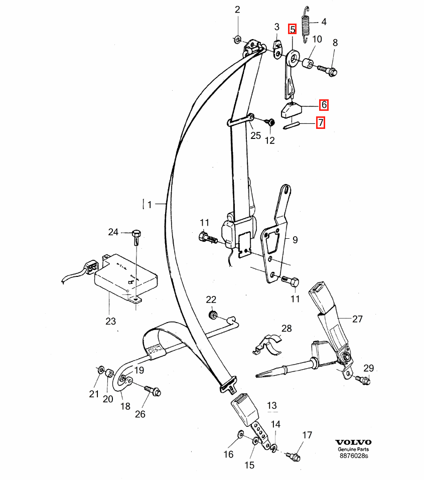 Volvo 480 Seat Belt Extending Arm Cover Left or Right Black Saddle or Gray (3450814 / 3450816 & 3450818 & 3450820) — view 8