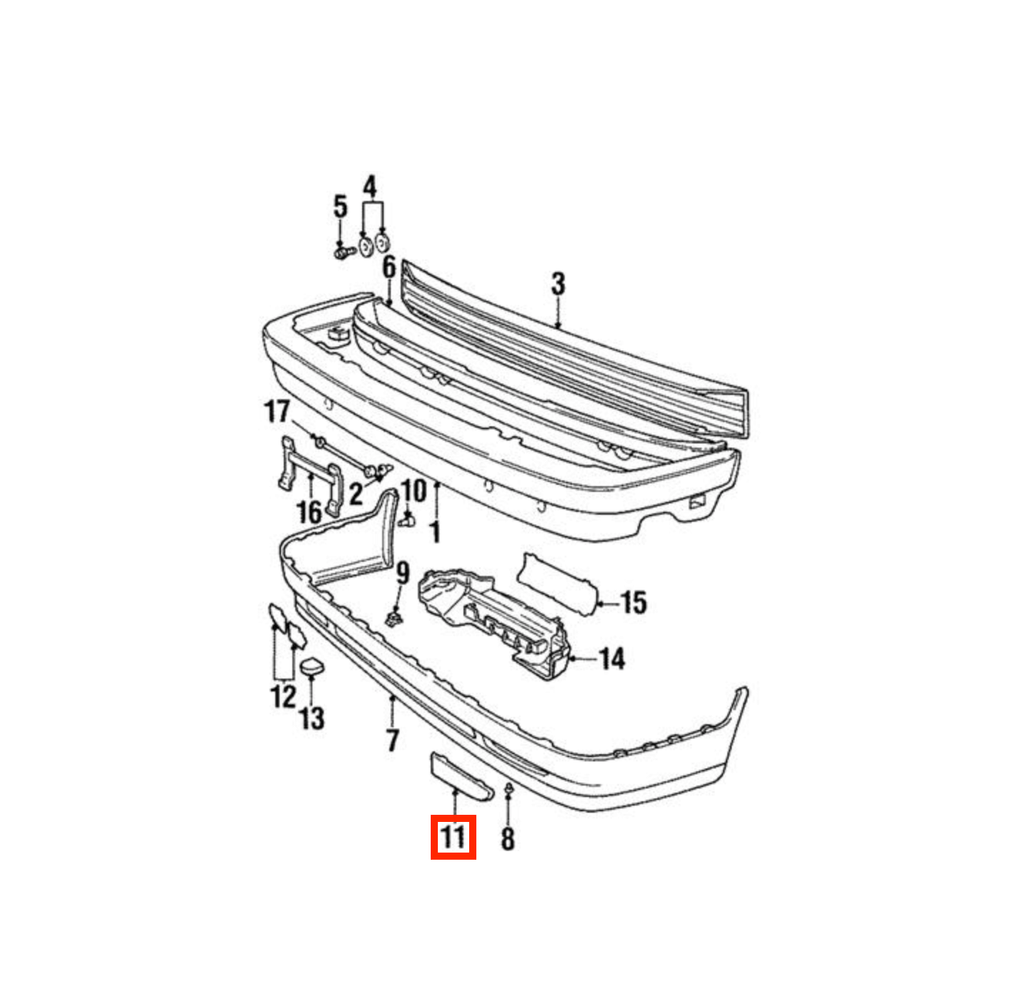 Volvo 850 850R Left Bumper Grille Trim Black (6817834) — view 4