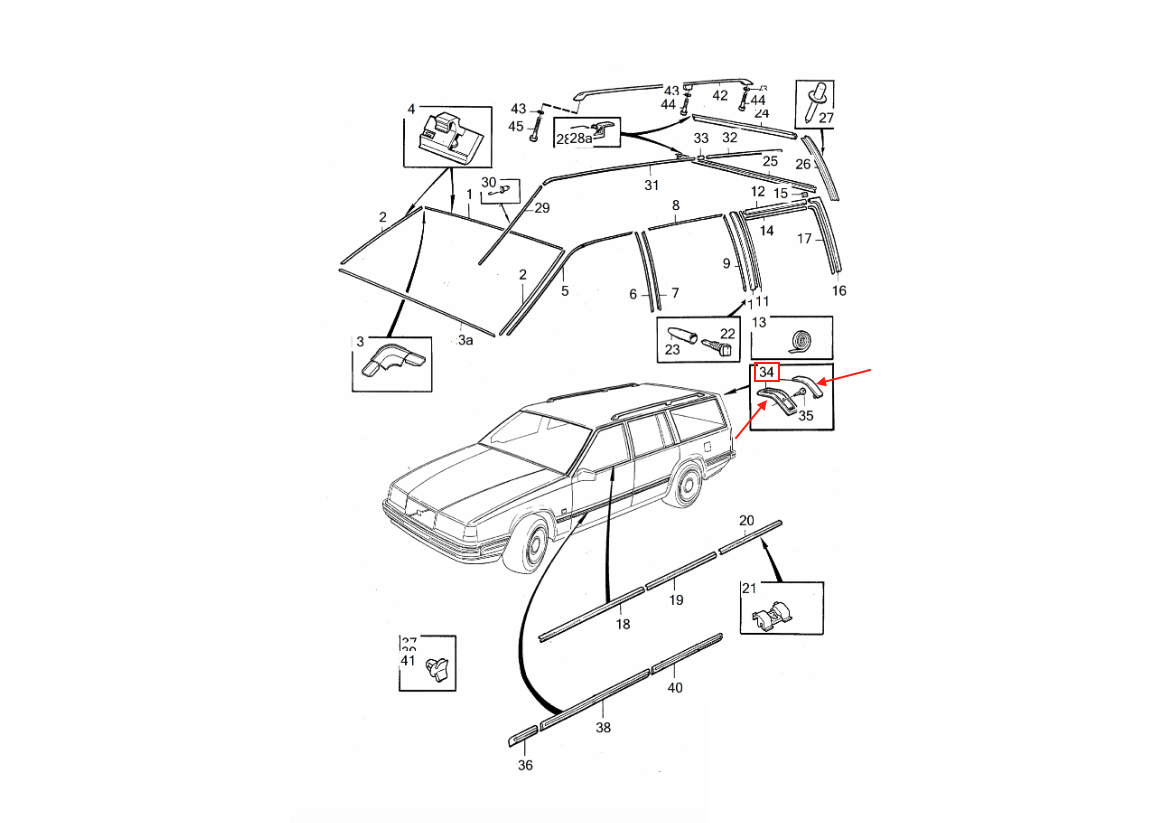 Volvo 940 Rear Roof Moulding Joint Primed Left Or Right 1392468 / 1392469 — view 5