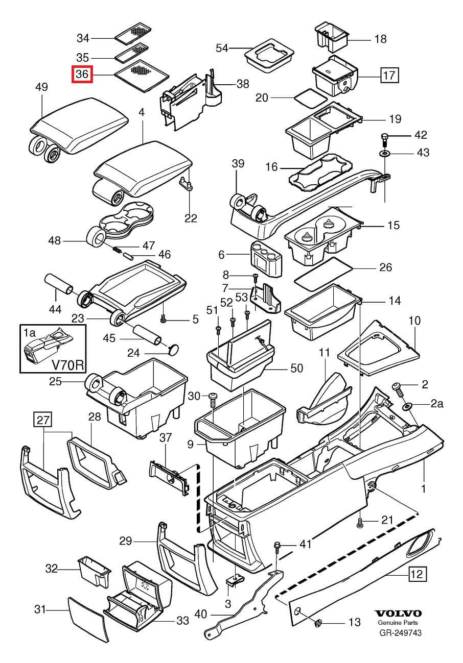 Volvo V70 Large Rubber Mat Center Tunnel Console Black (9204321) — view 5