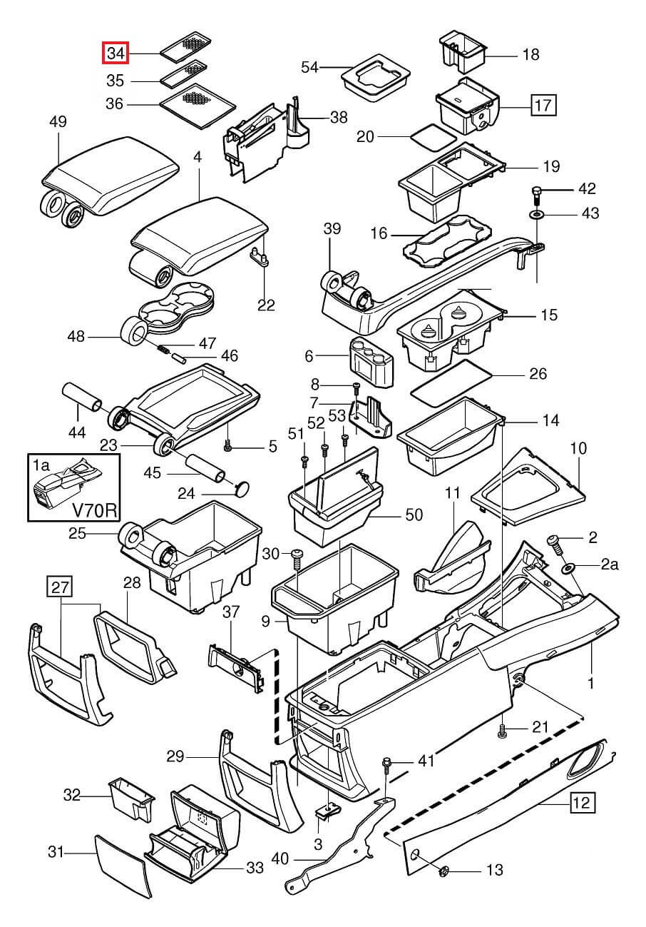 Volvo V70 Medium Rubber Mat Center Tunnel Console Black (9491222) — view 5