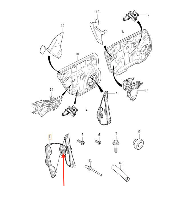 Volvo XC 60 Front Window Regulator Drum Gear Spool Repair Kit Black (30784828 / 30784829) — view 4