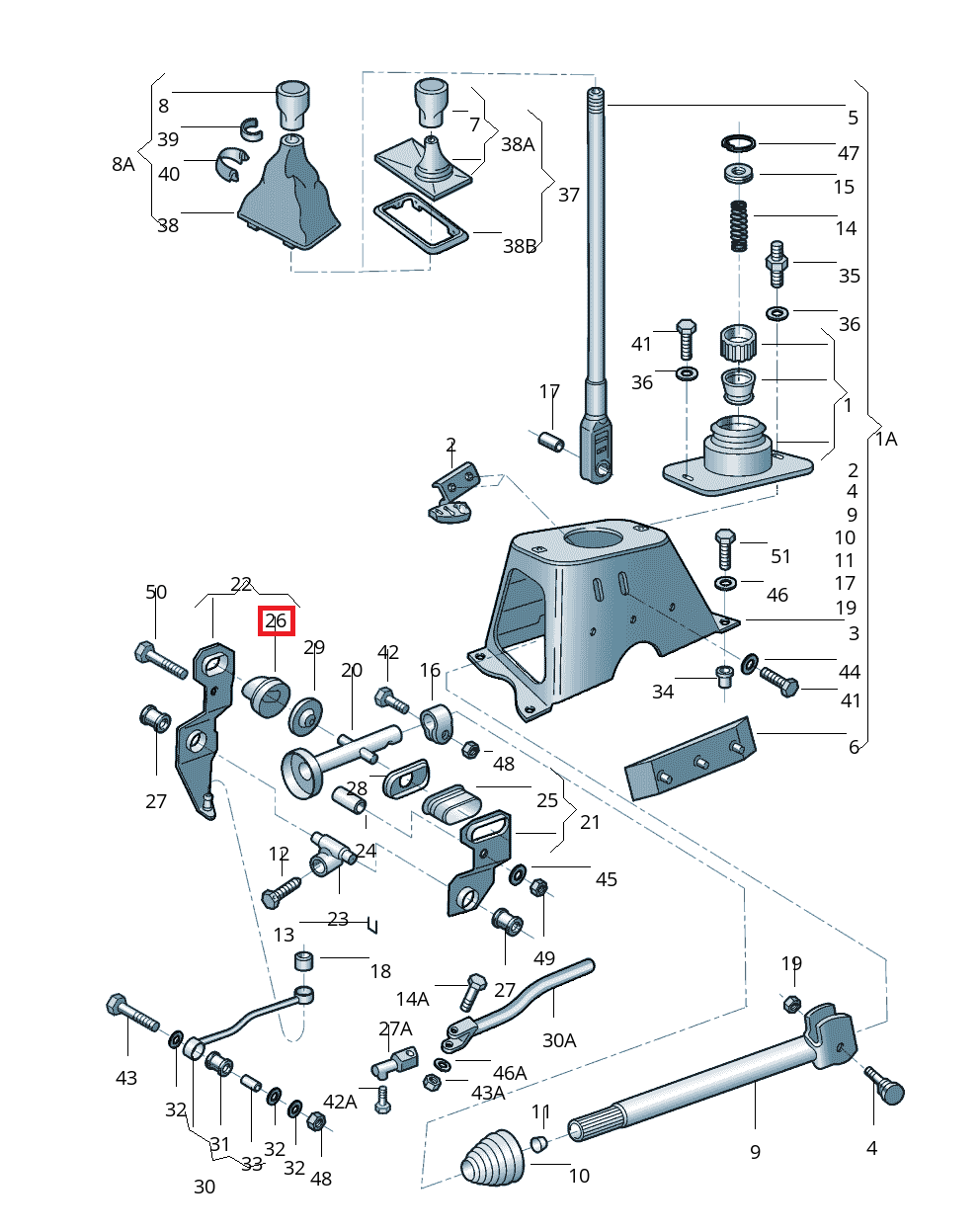 Volkswagen Bearing Bush Black (823711594B) — view 5