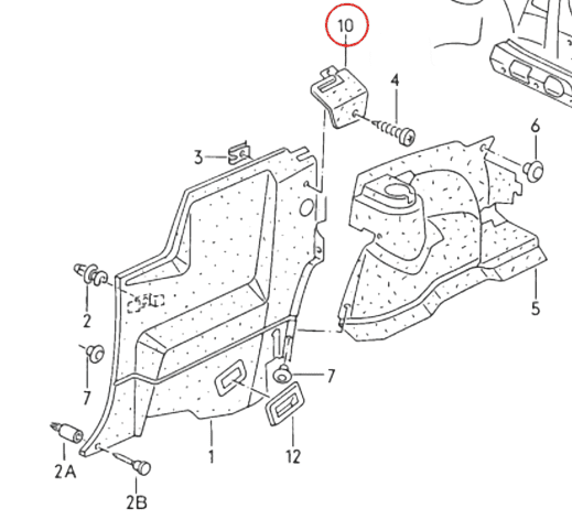 VW Corrado Rear Seat belt cover trim - (535868528) — view 12