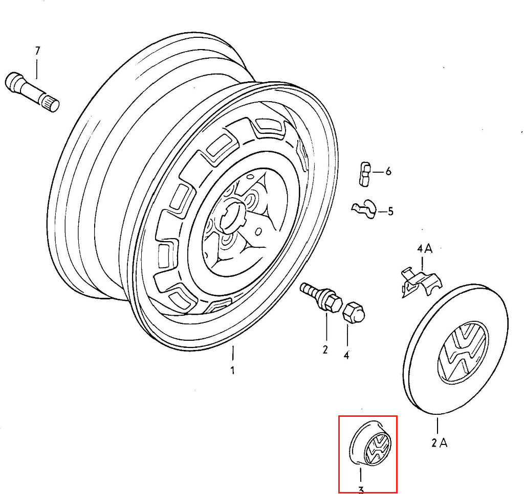 VW Hub Cap 51mm Set Of 4 Black 111601171 — view 4