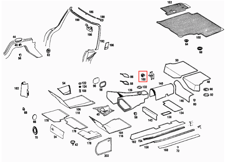 W113 Jacking Point Cover Set Of 4 Rubber Mercedes Benz SL A1138990008 — view 4