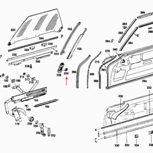 Mercedes-Benz W113 SL Pagoda Repair Kit - 8-Piece Window Guide Set - A1137250534 — view 2