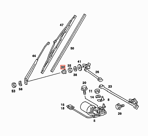 Mercedes-Benz W123 Set Nut Cover Cap Windshield Wiper - S123 C123 - 1238240072 — view 4