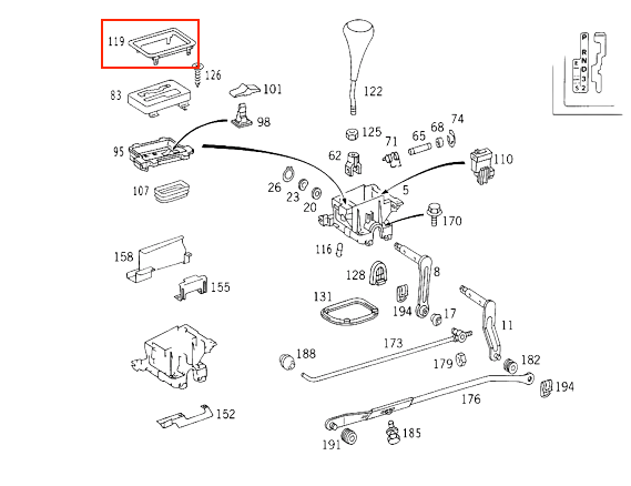 Mercedes-Benz W124 Center Console Automatic Gear Selector Surround Frame Cover Trim - Black - A1242670088 — view 3