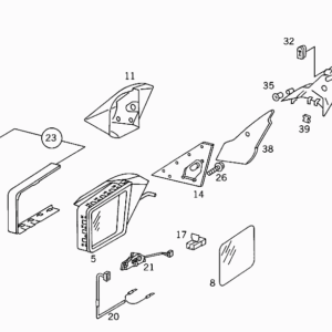 Mercedes W124 Door Interior Mirror Cover Trim With Hole Left or Right (A1247251511 / A1247251611) — view 6