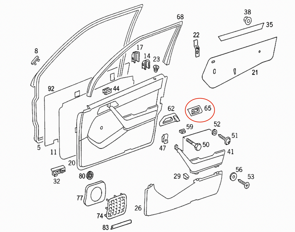 Mercedes-Benz W124 E500 Recaro Seat Switch Cover - Left or Right - Black — view 4