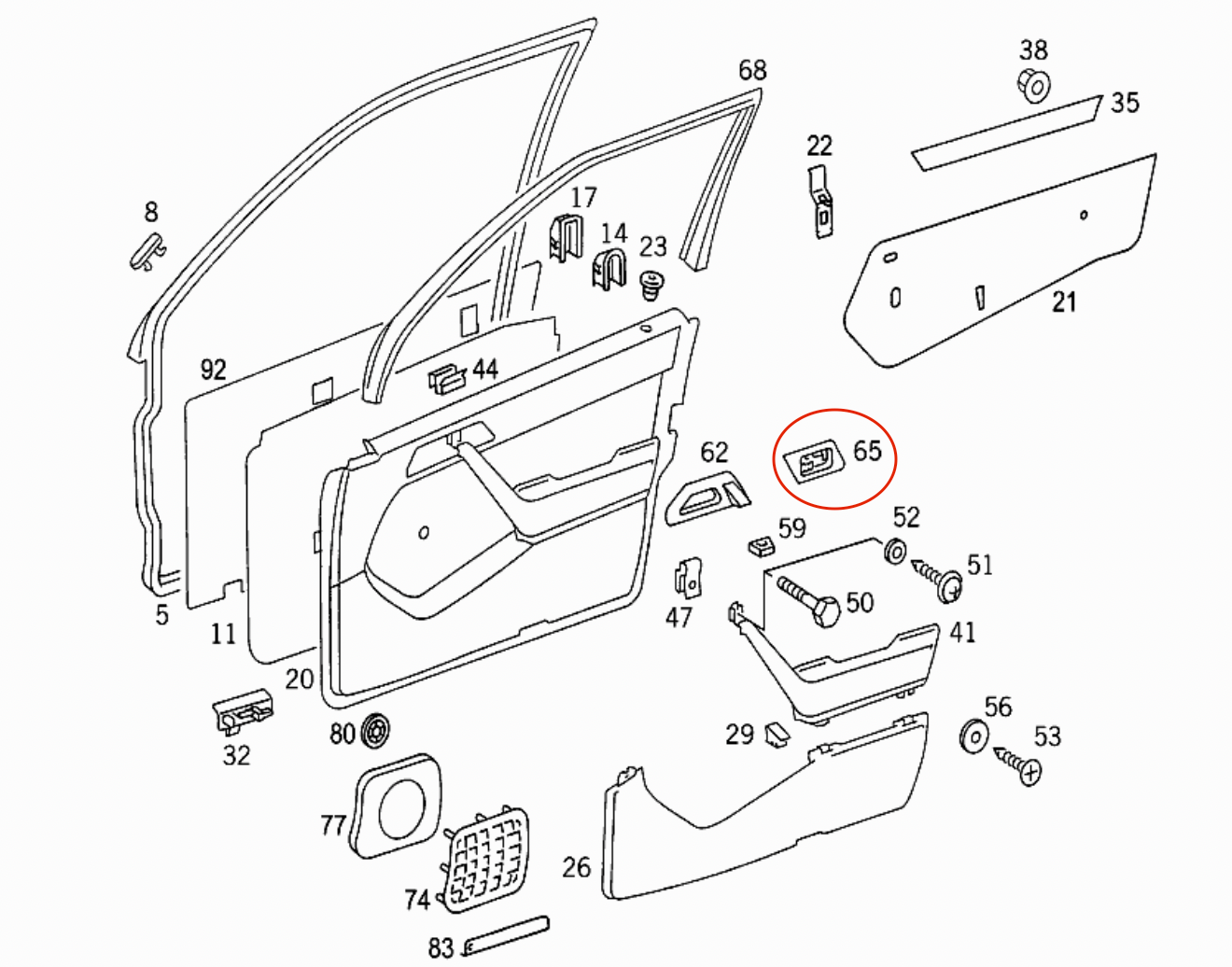 Mercedes-Benz W124 E500 Recaro Seat Switch Cover - Left or Right - Black — view 4
