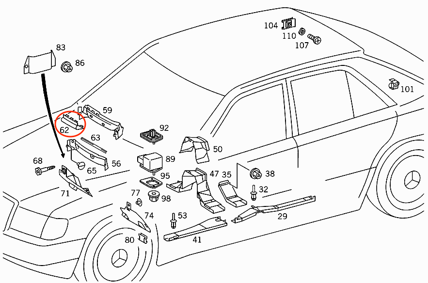 Mercedes-Benz W124 Engine Installation Cover Heater Case Duct - Black - A1248210089 — view 4