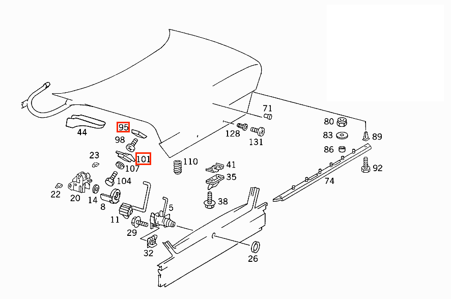 Mercedes-Benz W124 Trunk Stop Rubber Boot Set - 4pcs - A1247580044 / A1247580144 — view 3