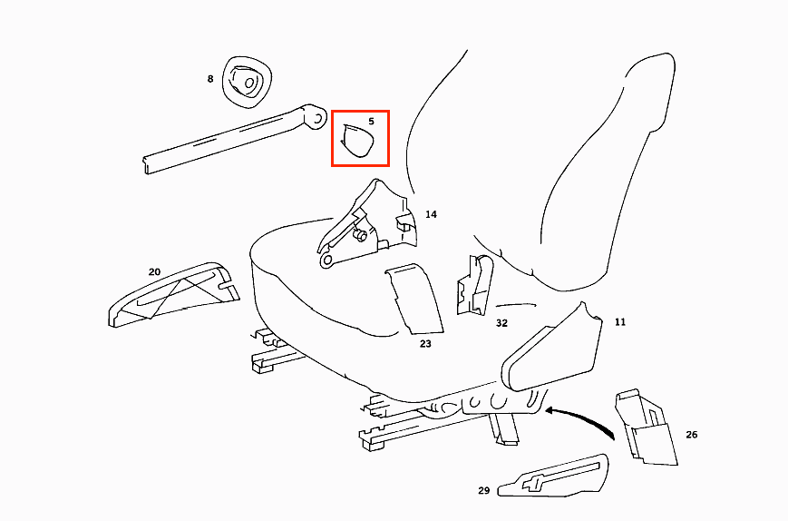 Mercedes W126 Cover Lining Belt Rail - Left (1268680939) or Right (1268681039) — view 18