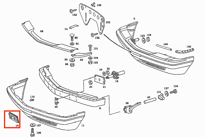 Mercedes W126 Front Bumper Lower Tow Hook Grill Cover - USA Version - Primed (A1268850226) — view 4