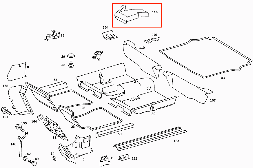 Mercedes W126 Seat Rail Cover - Right or Left - All Colours (1266849518, 1266840718) — view 18