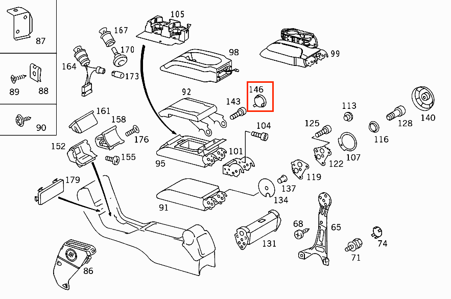 Mercedes W140 Console Screw Cover Lid Bezel Trim Set of 2 (A1409730089) - All Colours — view 3