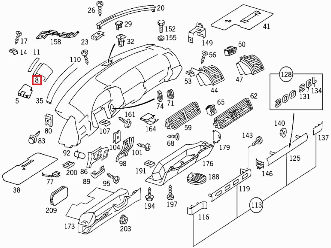 Mercedes W140 Dashboard Loud Speaker Cover Trim Left or Right (A1406807936 / A14406890167 / A1406808036 / A1406890267) - All Colours — view 10