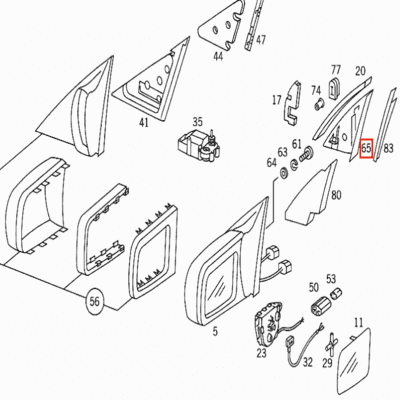 Mercedes W140 Indoor Mirror Cover Left or Right Side All Colours (A1407200111 / A1407200211) — view 4