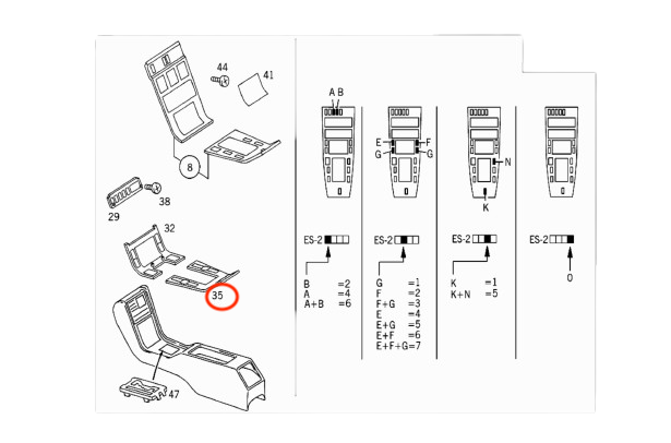 Mercedes W140 Center Console Repair Panel Black (A1406830000) — view 3