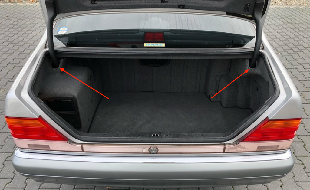 Mercedes W140 S-Class Trunk Lining Cover Trim Set Black (A1406931933 / A1406905230) — view 3