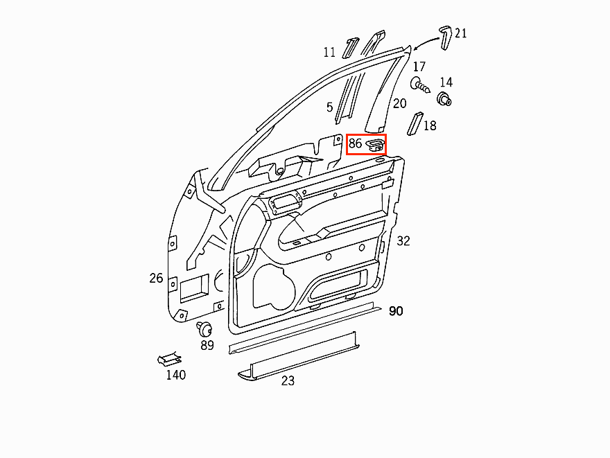 Mercedes W140 Trim Ring Around Knob Locked Door Set of 2 (A1409920305) — view 2