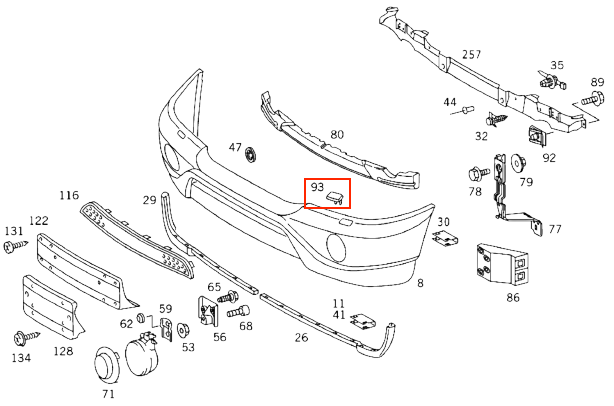Mercedes W163 ML AMG Headlight Washer Cover Left or Right (A1638690308 / A1638690408) — view 3