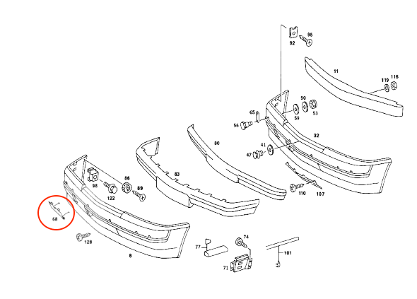 Mercedes W201 190E Cosworth EVO 16V Tow Eyelet Plate Tow Cover (A2018800205) — view 3